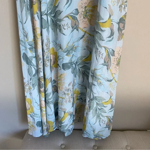 Vince Floral Pleated Midi Dress - Blue and Yellow - Picture 10 of 11